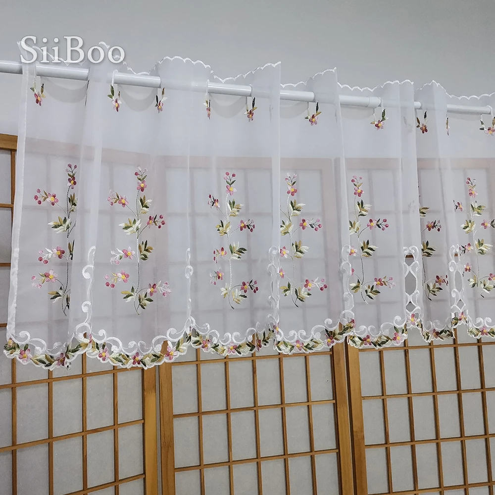 New fashion floral embroidery lace half-curtain bay window curtain for coffee kitchen room home decor SP3623 Free shipping