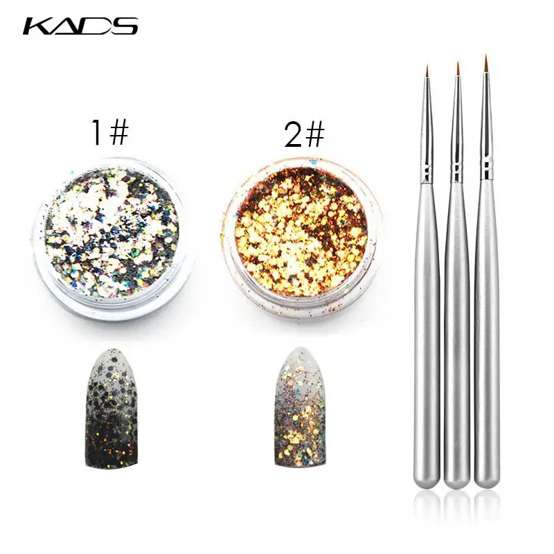 KADS Gloss Nail Powder Professional Acrylic Gel Liner Brush Nail Art Sets Nails Shining Chrome Pigment Glitters Sequins Dust DIY