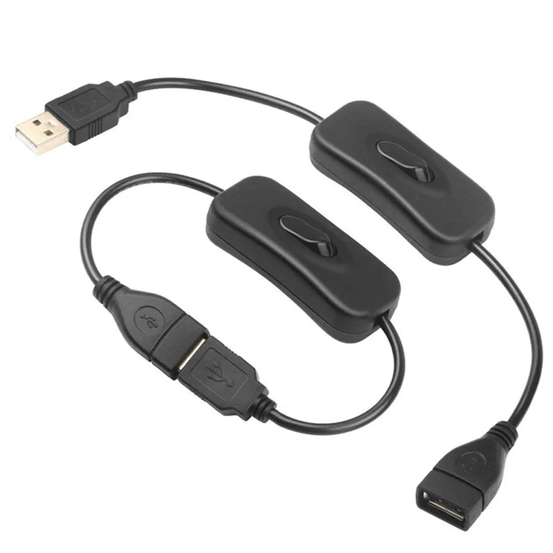 USB Extension Cable 2.0 A Male to Female Connector Adapter Data Extender Extra Cable Switch ON OFF Cable Toggle LED For PC Lapto
