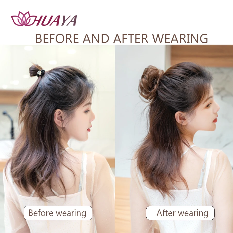 HUAYA-moño de pelo sintético con Clip, banda elástica, extensión de moño desordenado, coletero para mujer y niño