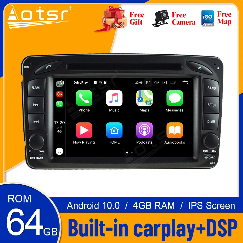 2 din For Mercedes Benz W209 W203 W168 ML W163 W463 Android 10 Multimedia Video Audio Radio GPS Navi Head Unit Auto Stereo carpl