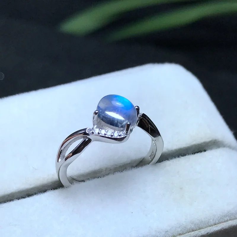 new elegant women ring moonstone gemstone ring 925 silver fine jewelry natural gem moonlight birthstone birthday party date gift