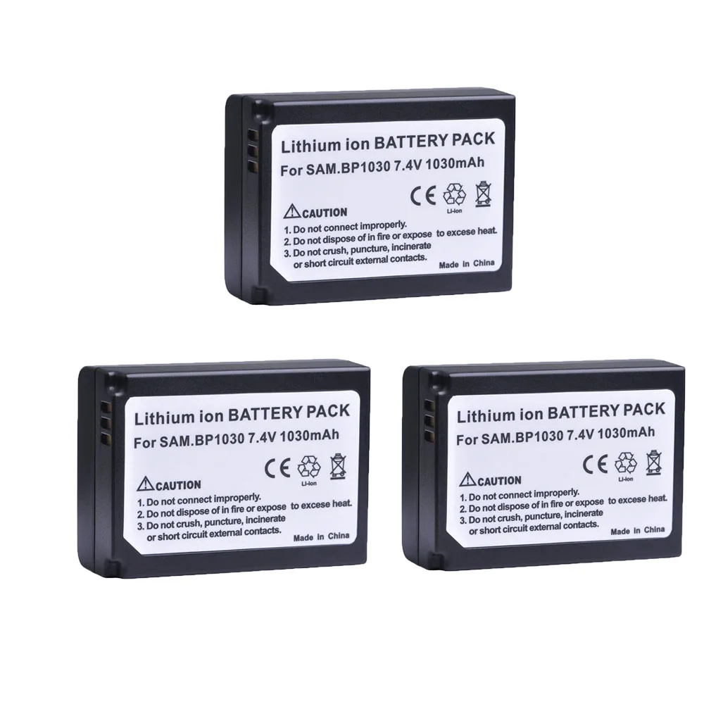 3pc 1030mAH BP-1030 BP 1030 BP-1130 Rechargeable Camera Battery For Samsung NX200 NX210 NX300 NX500 NX1000 NX1100 NX2000 NX-300M