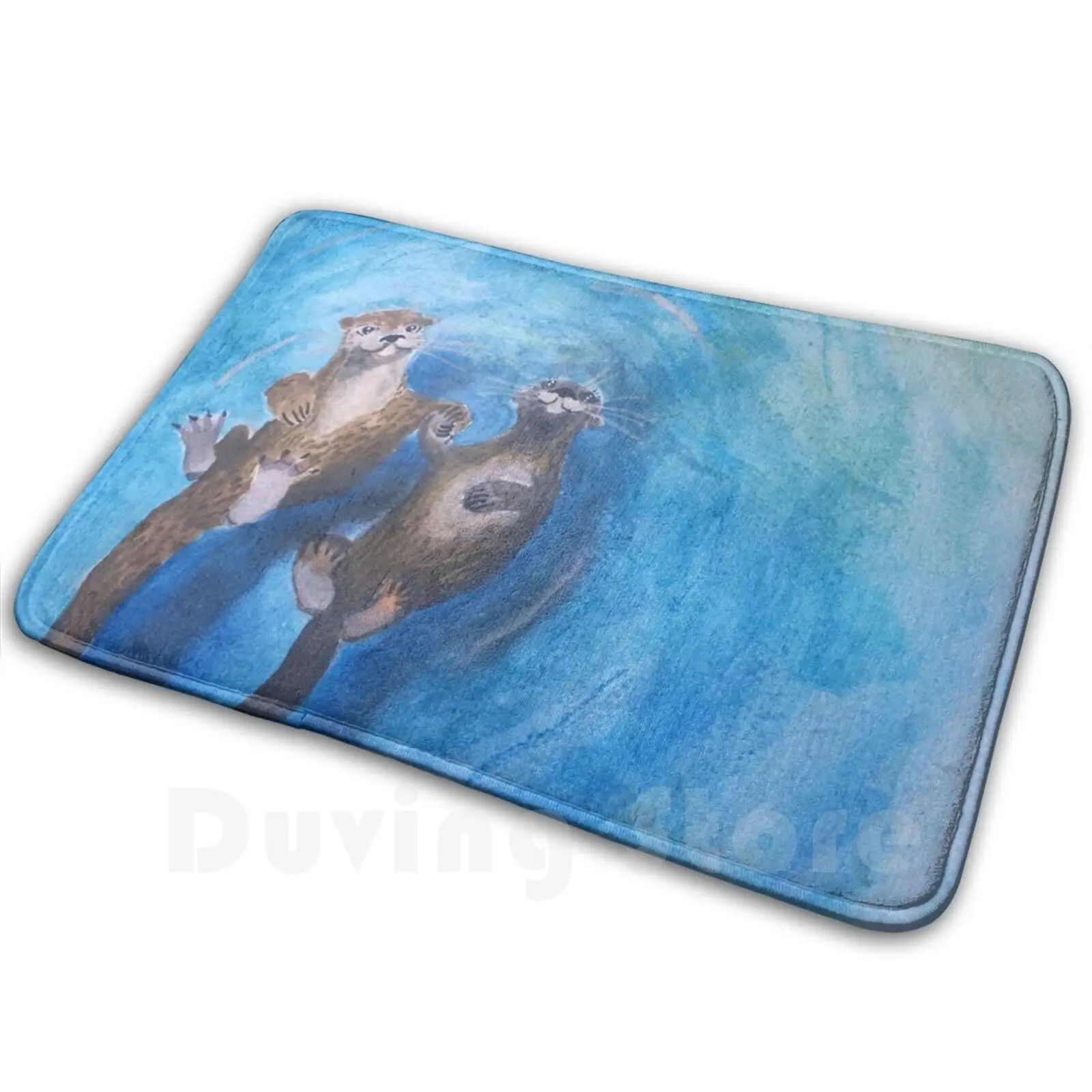 Are You Awake ? Carpet Mat Rug Cushion Soft Non-Slip Otter River Otter Otters Otters Holding Hands Animal Water Color Water