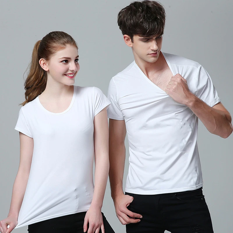 2pcs/lot White Blank Sublimation Modal T-shirt Wholesale Custom Cotton Design Heat Press Dye ink Transfer Men Size T Shirt