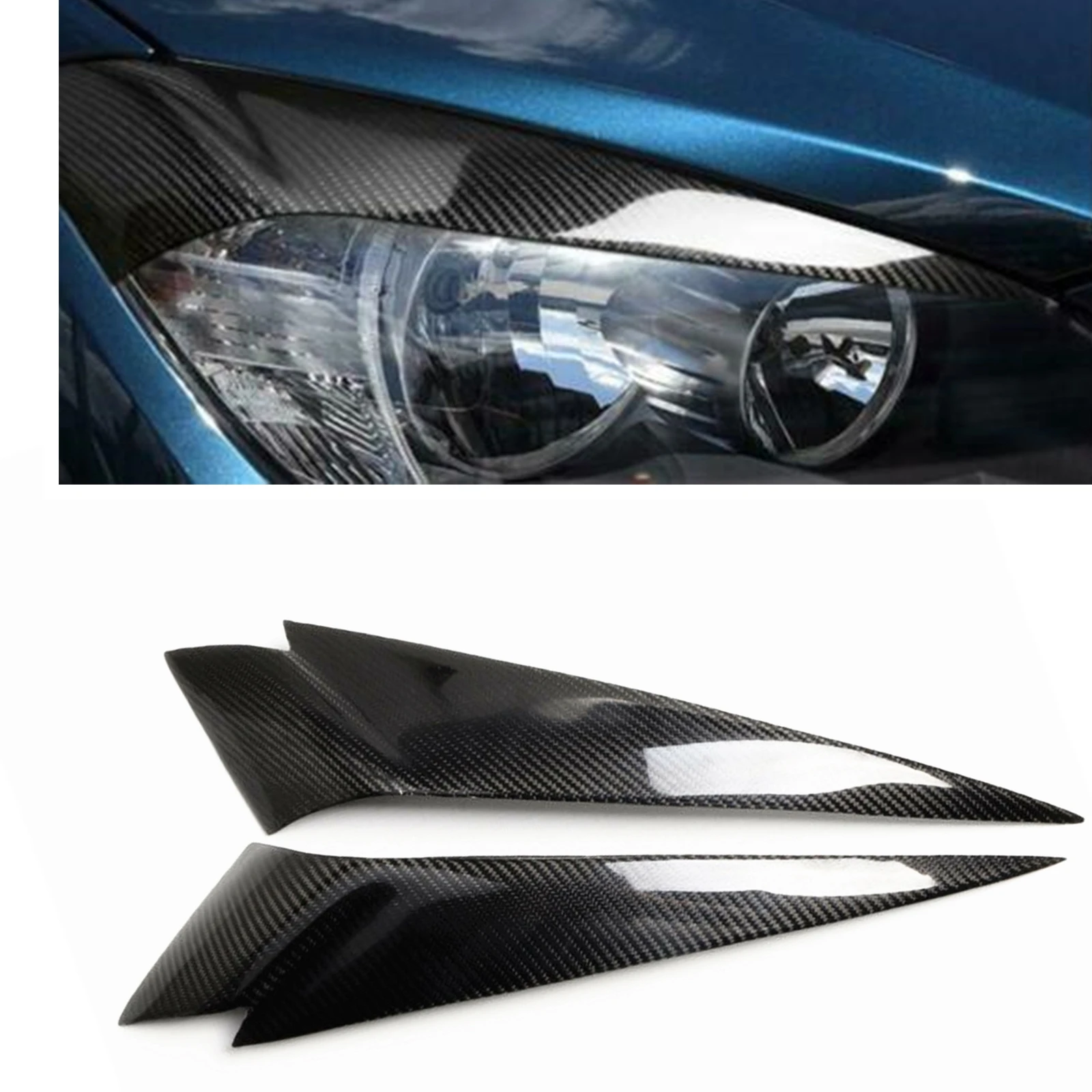 For BMW X1 E84 25i 28i 35i xDrive 2009-2015 Carbon Fiber Headlight Eyelid Headlamp Eyebrow Cover Trim Head Light Lamp Cover Brow