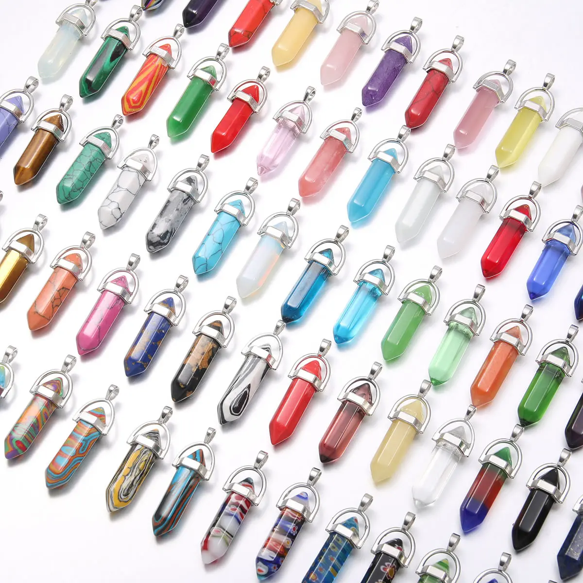 Hexagonal Cylinder Natural Agates Pendant Fashion Charms Pendant for Women Jewelry Pendant Gift Size 13x40mm