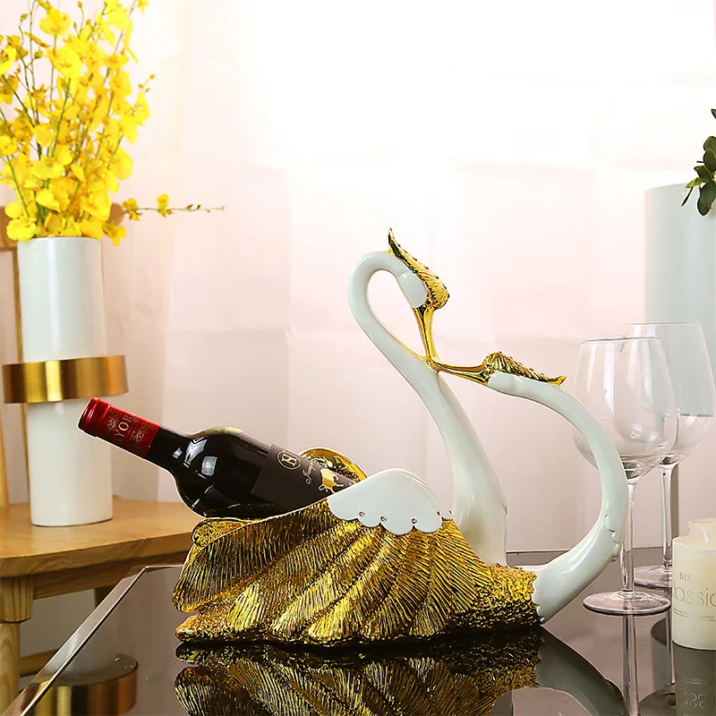 Newly Married Wedding Gift Swan Wine Rack Decoration High-end Living Room Wine Cabinet Display Home Decorations