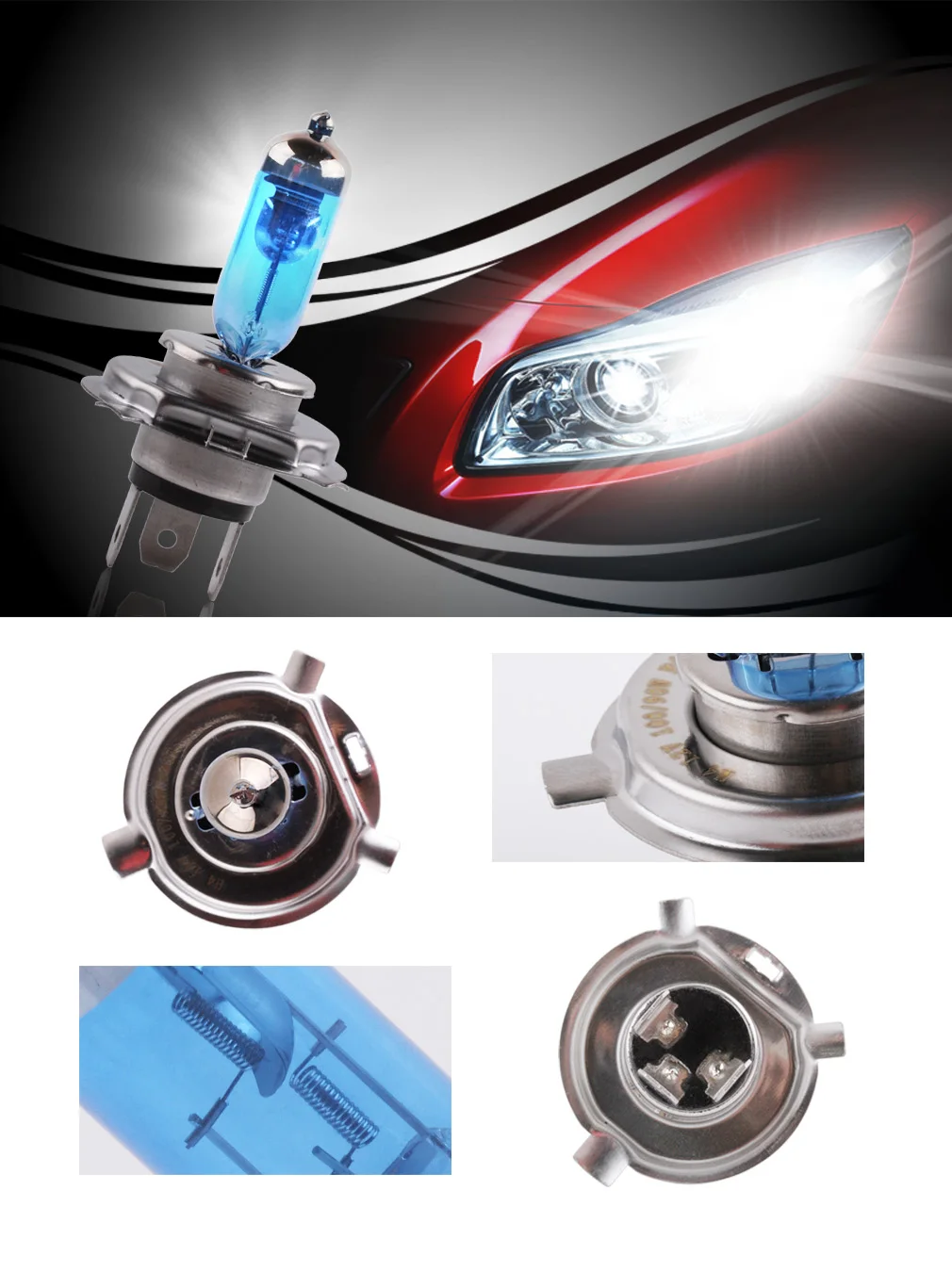 2pcs H1 H4 Halogen Bulb 55W 100W Car Headlight Super Bright White Auto Fog Head Light Lamp Car Styling DC12V image 2