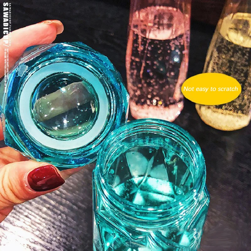 Garrafa de água de cristal de fada do diamante bap livre 420ml garrafa de vidro do esporte garrafa de água à prova de vazamento de agua garrafa de viagem ao ar livre para meninas