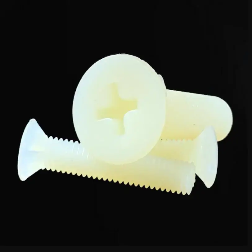 1000PCS/1LOT White Flat Head Phillips Nylon Plastic Screws M3 M4 M5*6 8 10 12 15 20 25 30