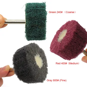 나일론 섬유 연마 수세미 버핑 연마 휠, 생크 플랩 샌딩 휠, 240 #400 #800 #, 25 × 50mm, 6mm, 1-10 개