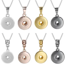 1Pc Silver Color/Rose Gold/Black/Gold Snap Button Pendant Necklace Romantic Fashion 18MM Button Snap Jewelry Nice Gift