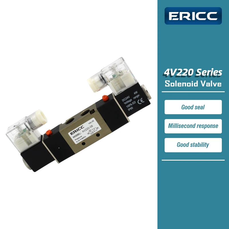 4V220-08 Series 5 port 2 position Solenoid valve normally closed 4V220-08 AC220V DC12V DC24V AC110V with 4mm 6mm 8mm Fitting