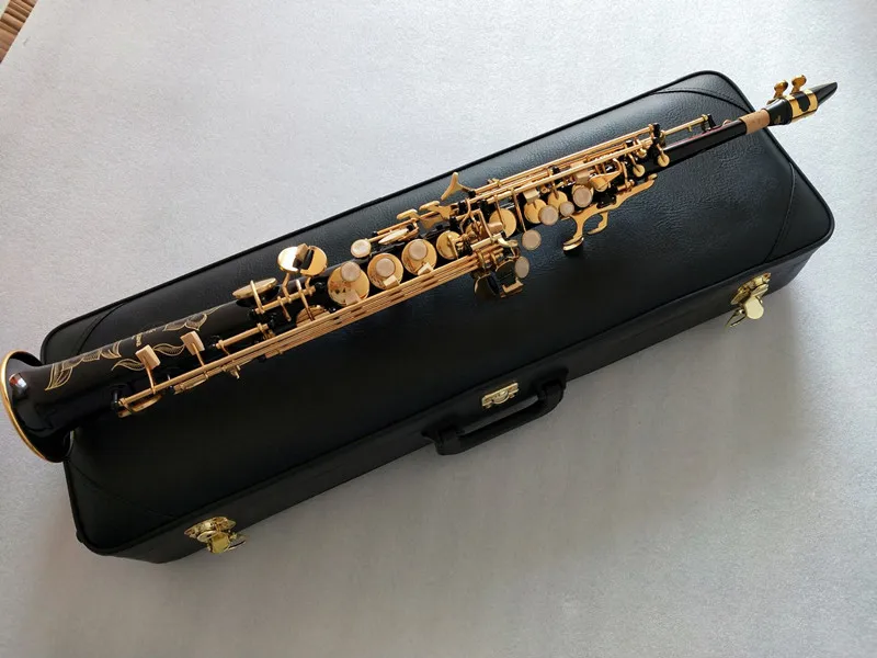 

SYLZKR Custom brand Black Gold YSS-82Z Soprano Saxophone music instrument B Flat Soprano saxophone with Mouthpiece