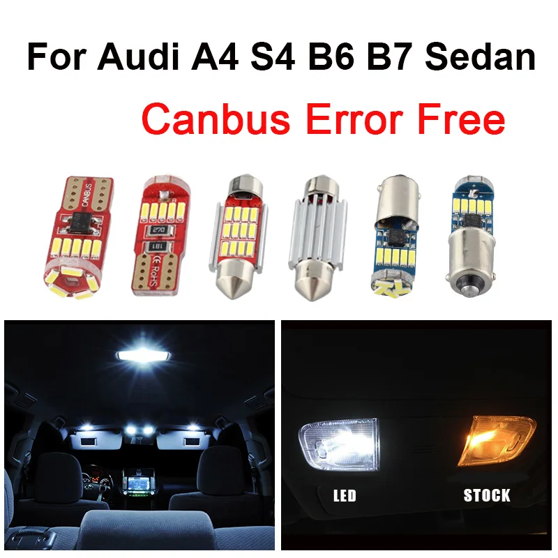 19pcs Canbus LED Light Map Dome Glove Box Bulbs Interior Package Kit For Audi A4 S4 B6 B7 2002-2005 2006 2007 2008 No Error