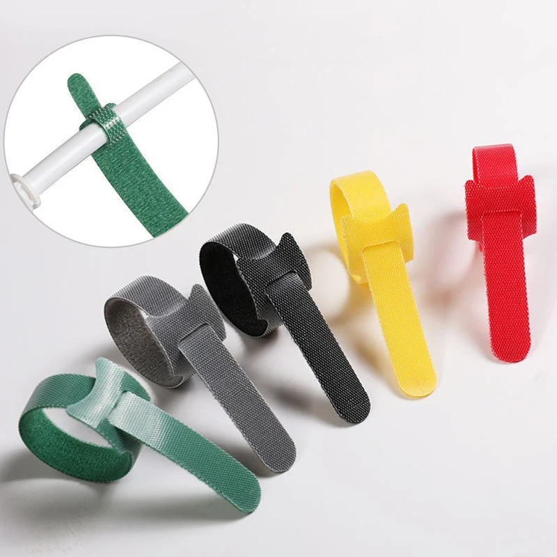 Hot 100pcs 1.2X15CM Adhesive Fastener Tape Reusable ties Hook and Loop fastener Tape Nylon velcros Cable Ties velcros Strap wire