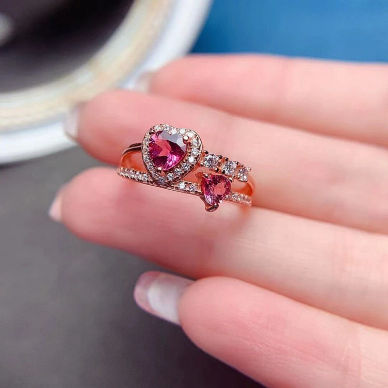 FS Fashion Natural Garnet Heart Shape Ring S925 Sterling Silver With Certificate Fine Charm Weddings Jewelry For Women MeiBaPJ