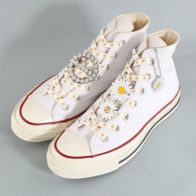 Fashion Creative Little Daisy Shoelaces Men Women Shoelace Buckle Personality Printing Casual Basketball Shoes Laces Dropship