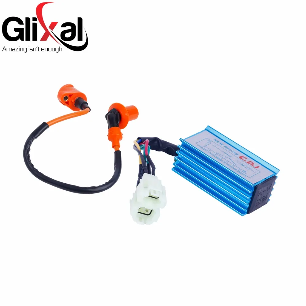 Glixal o wysokiej wydajności 6-pin AC Racing CDI Box + cewka zapłonowa dla GY6 50cc 125cc 150cc 139QMB 152QMI 157QMJ skuter motorower ATV