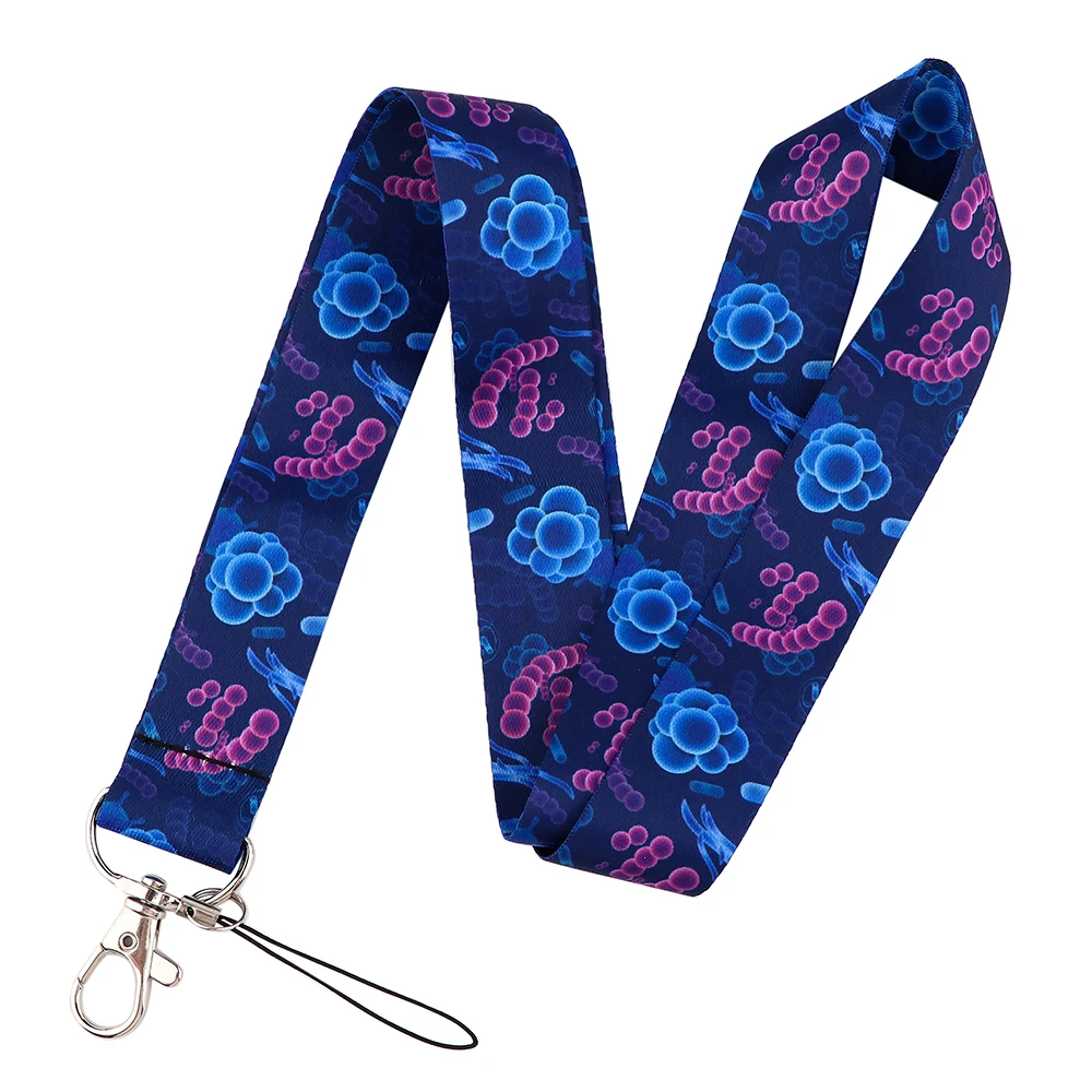 ER1090 Biological Cell Bacteria Medical Keychain Tag Strap Neck Lanyard For Key ID Card Pass Gym Phone USB Badge Holder