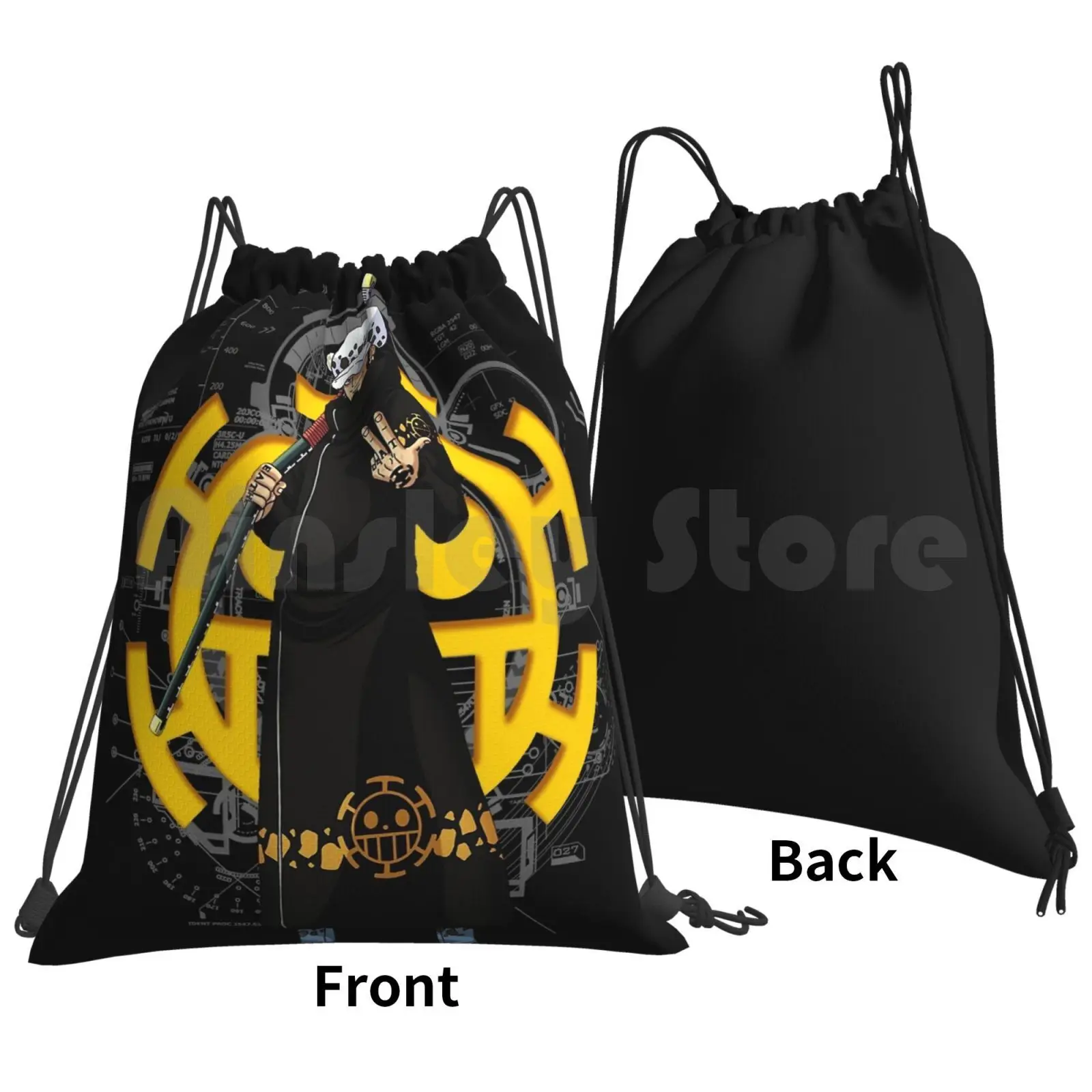 Trafalgar Law Backpack Drawstring Bags Gym Bag Waterproof Luffy Manga Anime Shambles Of Death Death Cartoons