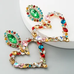 KMVEXO Hollowed-out Hanging Colorful Crystal Heart Drop Earring 2023 New Dangle Vintage Earrings Jewelry Accessories for Women