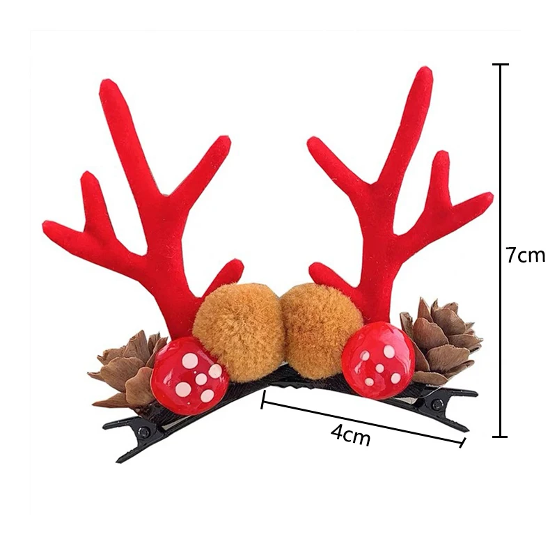 1Pair Headwear Christmas Hairpins Deer Ear Antler Hair Clip Hair Ball Adult Festival Christmas Headbands