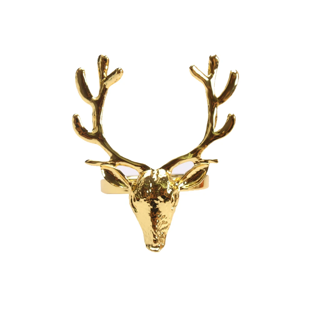 1PC Gold Delicate Deer Head Napkin Rings Restaurant Bar Kitchen Table Linen Accessories For Decoration Wedding Christmas Party