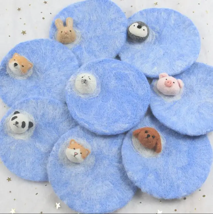 Animal coasters wool needlepoint kit  wool felt needle felting decoration craft needlecraft DIY ha