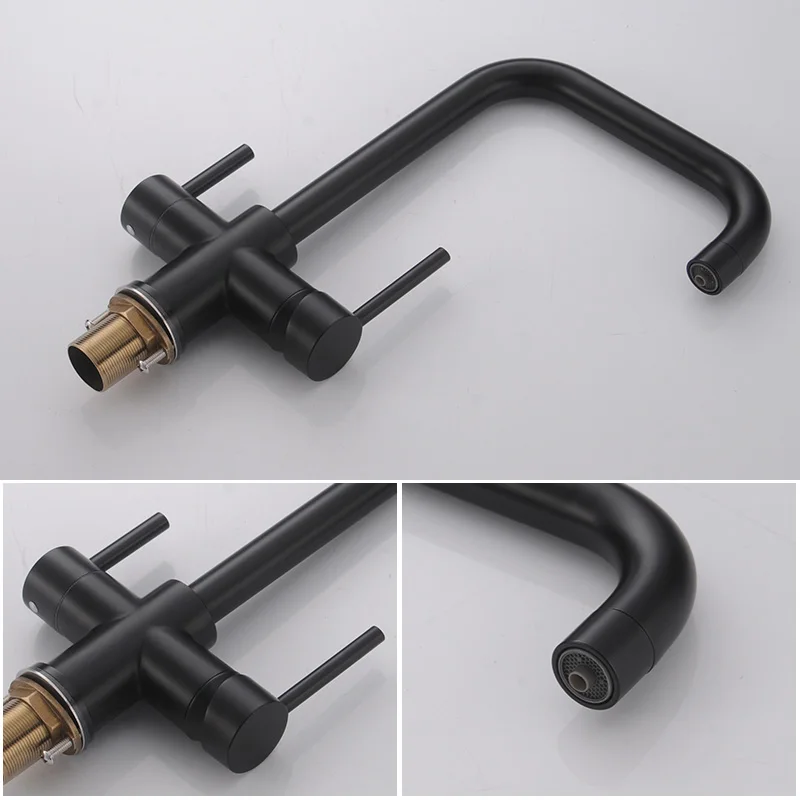 Imagem -03 - Rovogo-torneira de Pia de Cozinha com Água Potável em Torneiras Misturadoras Frio e Quente Preto Fosco Bar Filtro de Água