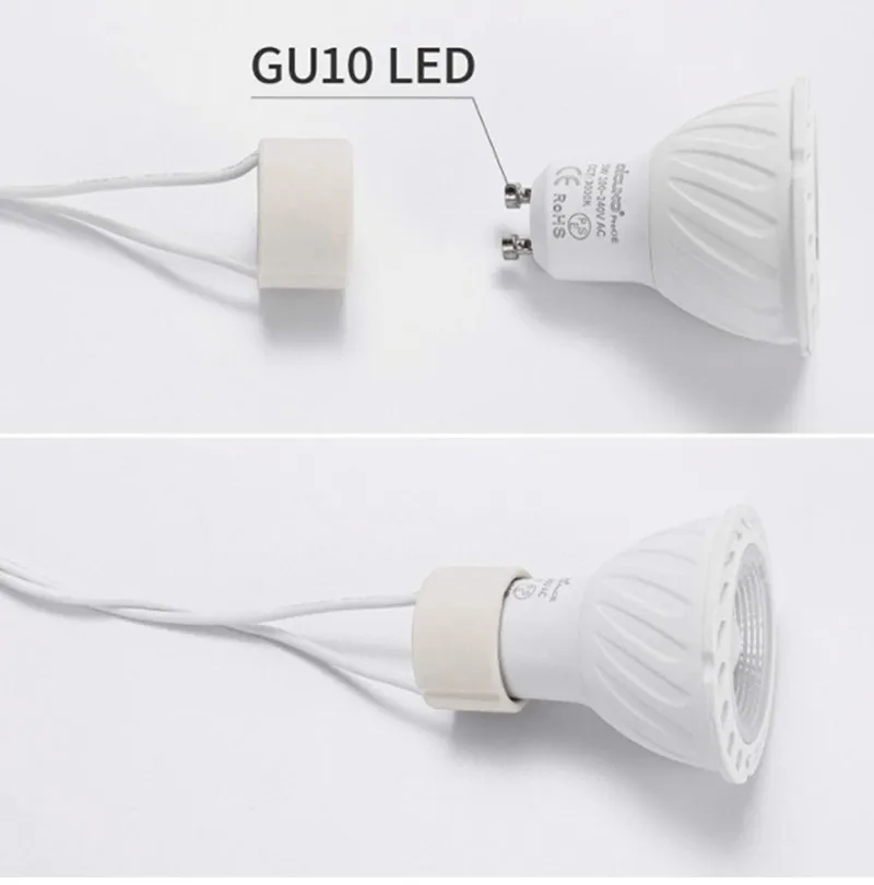 Conector de tira LED GU10 para bombilla halógena de cerámica, Conector de línea base de lámpara, luz de pista, iluminación interior