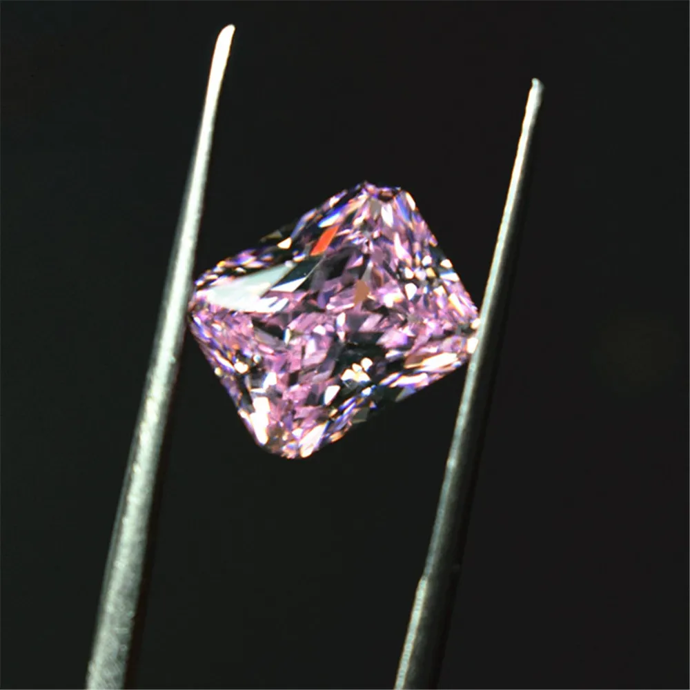 Grade AAA Light Pink Cubic Zirconia Rectangle Faceted Gemstone Radiant Cut Cubic Zirconia Multiple Sizes to Choose C71Z