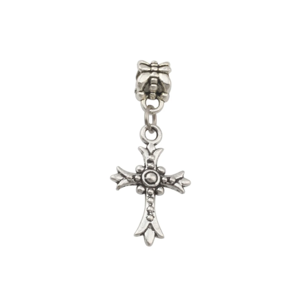 100pcs Dangle Zinc Alloy Crucifix Cross Charm Big Hole Beads Fit European Charm Bracelet Jewelry 15x36mm A-269a