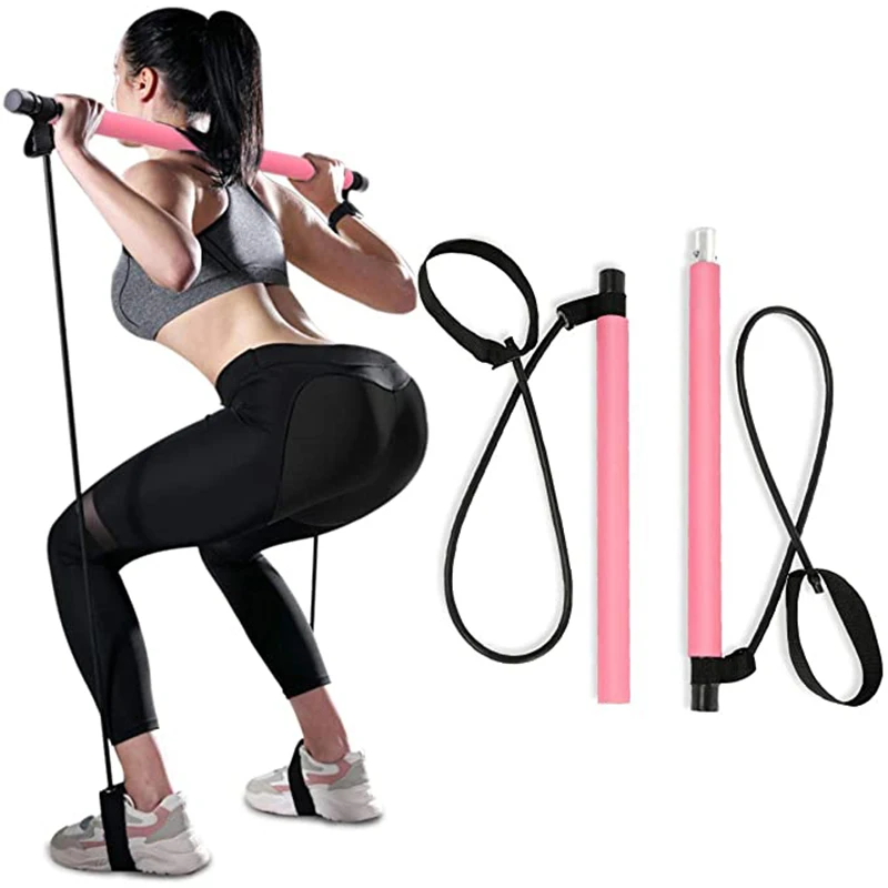 Yoga Pilates Bar Fitness Stick Crossfit Resistance Bands Trainer Yoga Pull Rods Pull Rope Home Gym Sport Body Workout Toning Bar