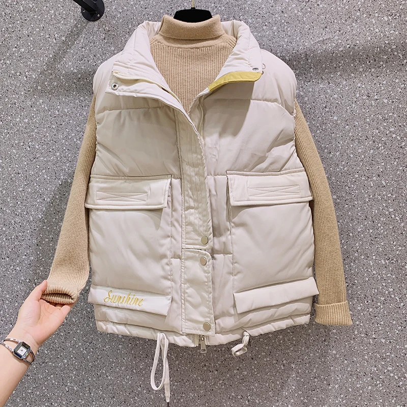 

Autumn And Winter Jacket Ladies Nice Down Cotton Vest stand-up Collar Padded Jacket Women Casual Elegant Plus Size Vest Vest