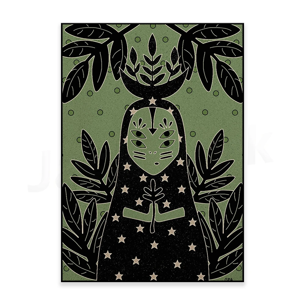Jungle Print, Third Eye, Goddess, Jungle Theme Decor, Witchy Wall Decor, Floral Wall Art, Indie Wall Decor, Magical Girl