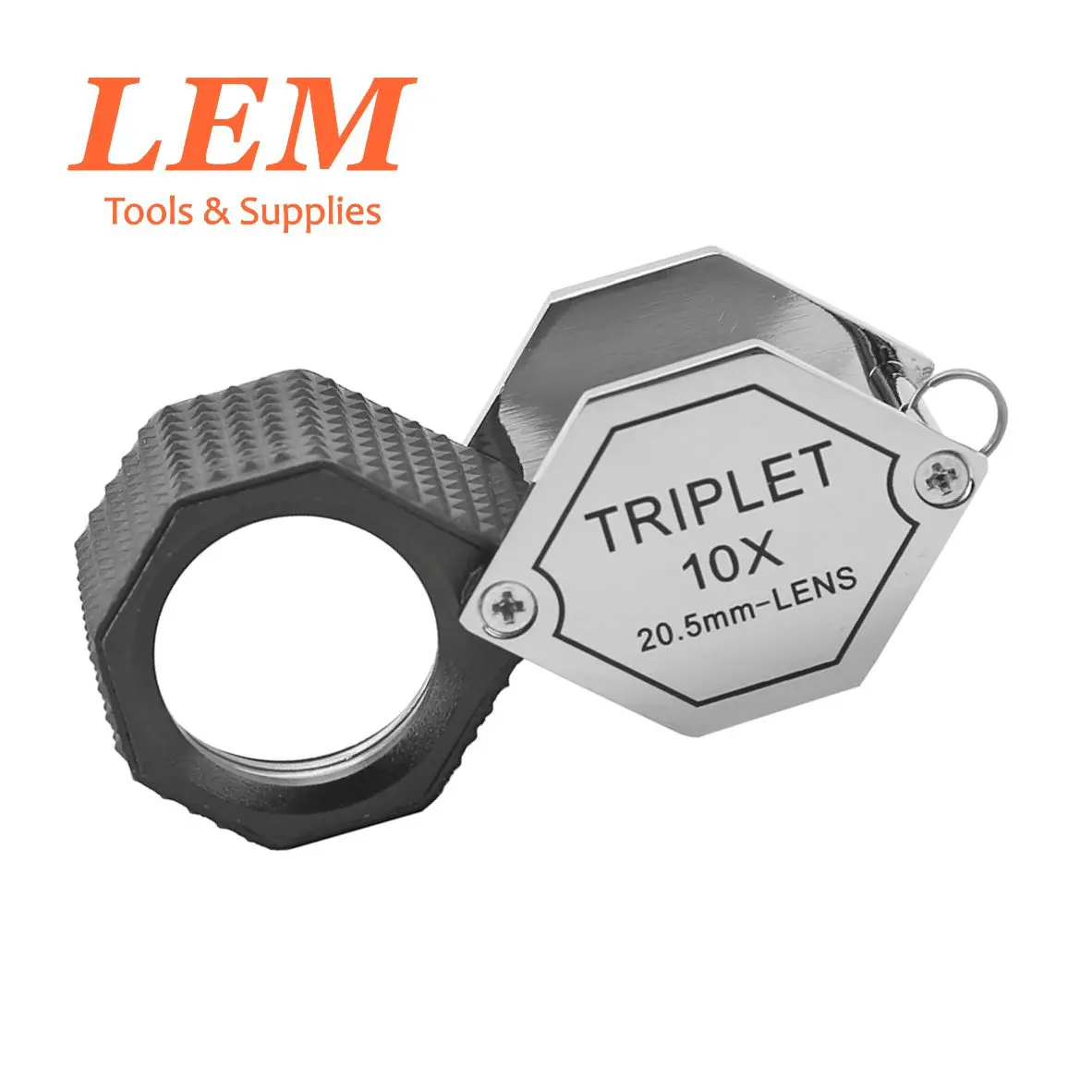 10X Jewelry Hexagonal Loupe Foldable Pocket Magnifier 20.5mm Triplet Optical Lens Diamond Gemstone Identification Tools