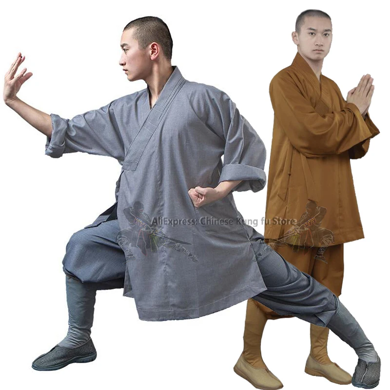 Shaolin Temple Buddhist Monk Robe Arhat Kung fu Uniform Martial arts Meditation Suit