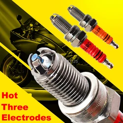 1PC Three-electrode Super D8TC Motorcycle Spark Plug 125cc for DR8EA D8EA DR8EIX DPR8EA-9 DPR8EIX-9 IX24 X24ESR-U HG22 X5CC R6J