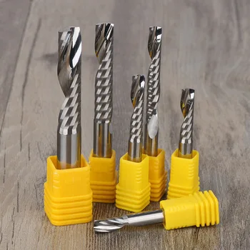 5PCS AAA Serie Eine Flöte Spirale Fräser MDF Schneiden CNC Router Gravur Bits PVC Kunststoff Holz Schneiden Werkzeuge Ende mühle
