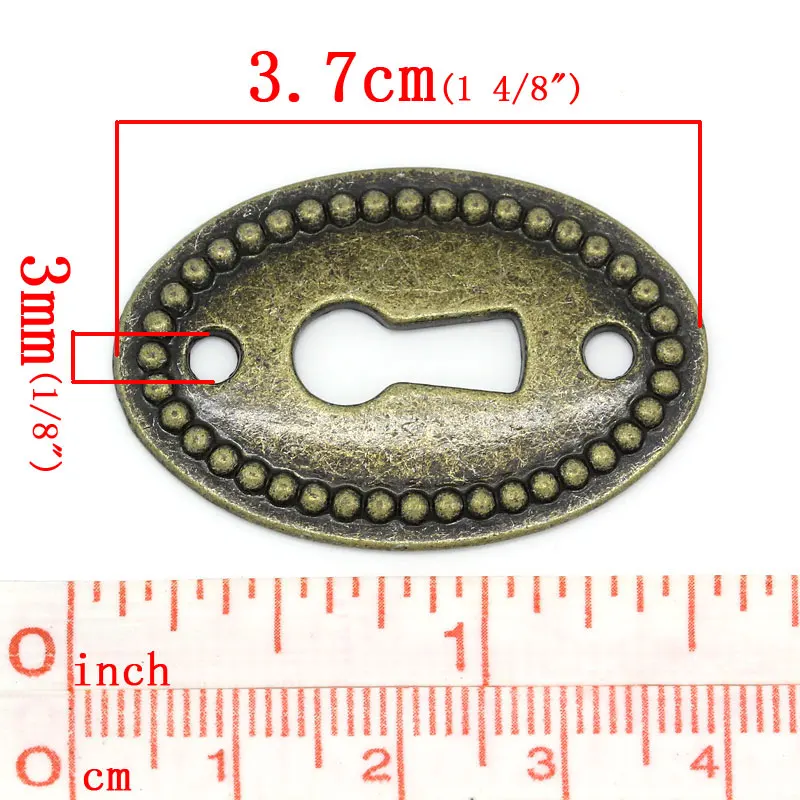 Doreenbeads 2 Pcs Zink Legering Connectors Bevindingen Oval Antiek Brons Sleutelgat Patroon Diy Maken Sieraden Geschenken 3.7Cm X 2.5Cm