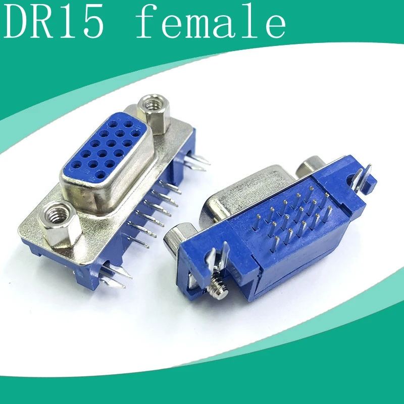 VGA socket DR15 female/head 3 rows 15 needle 90 degrees bending foot welded plate DB15 short body 3.08mm