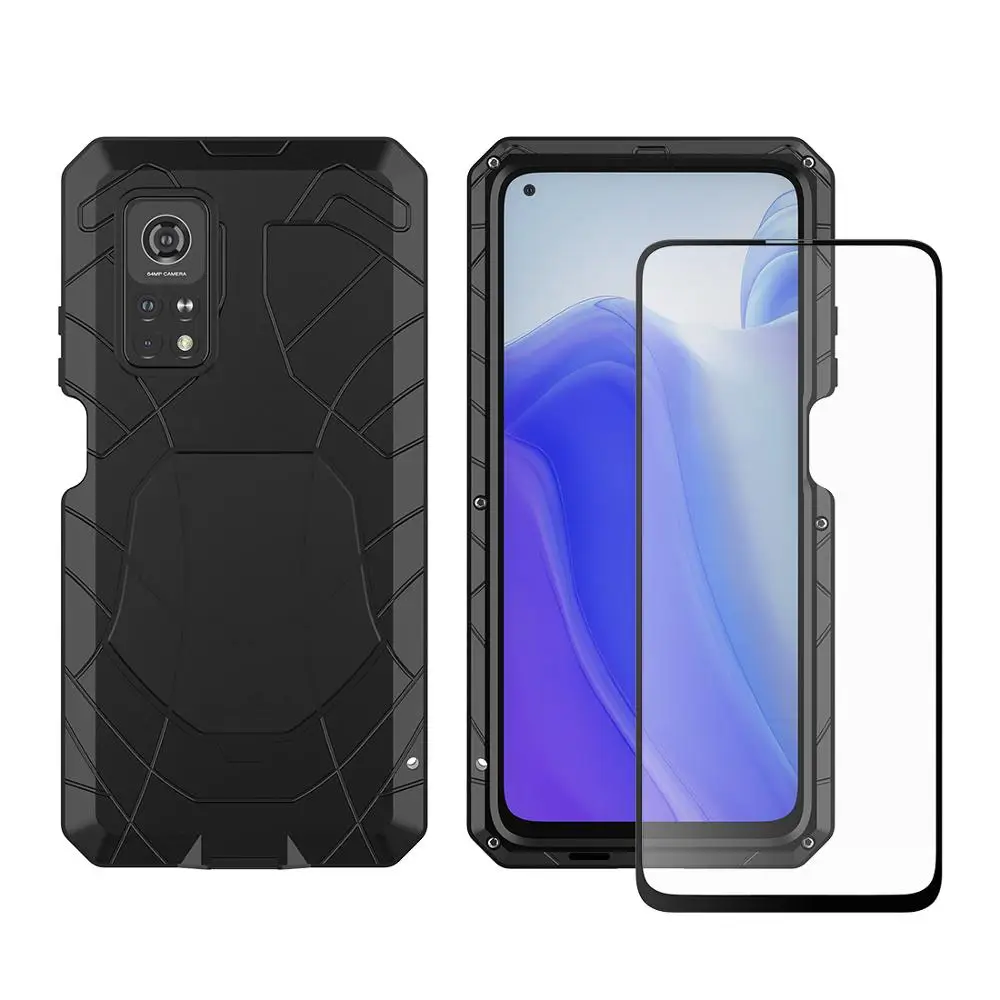 Case For Xiaomi 10T Pro 10T Lite Redmi Note 9 Pro 5G with Tempered Glass Heavy Duty Protection Armor Hard Aluminum Metal Cover