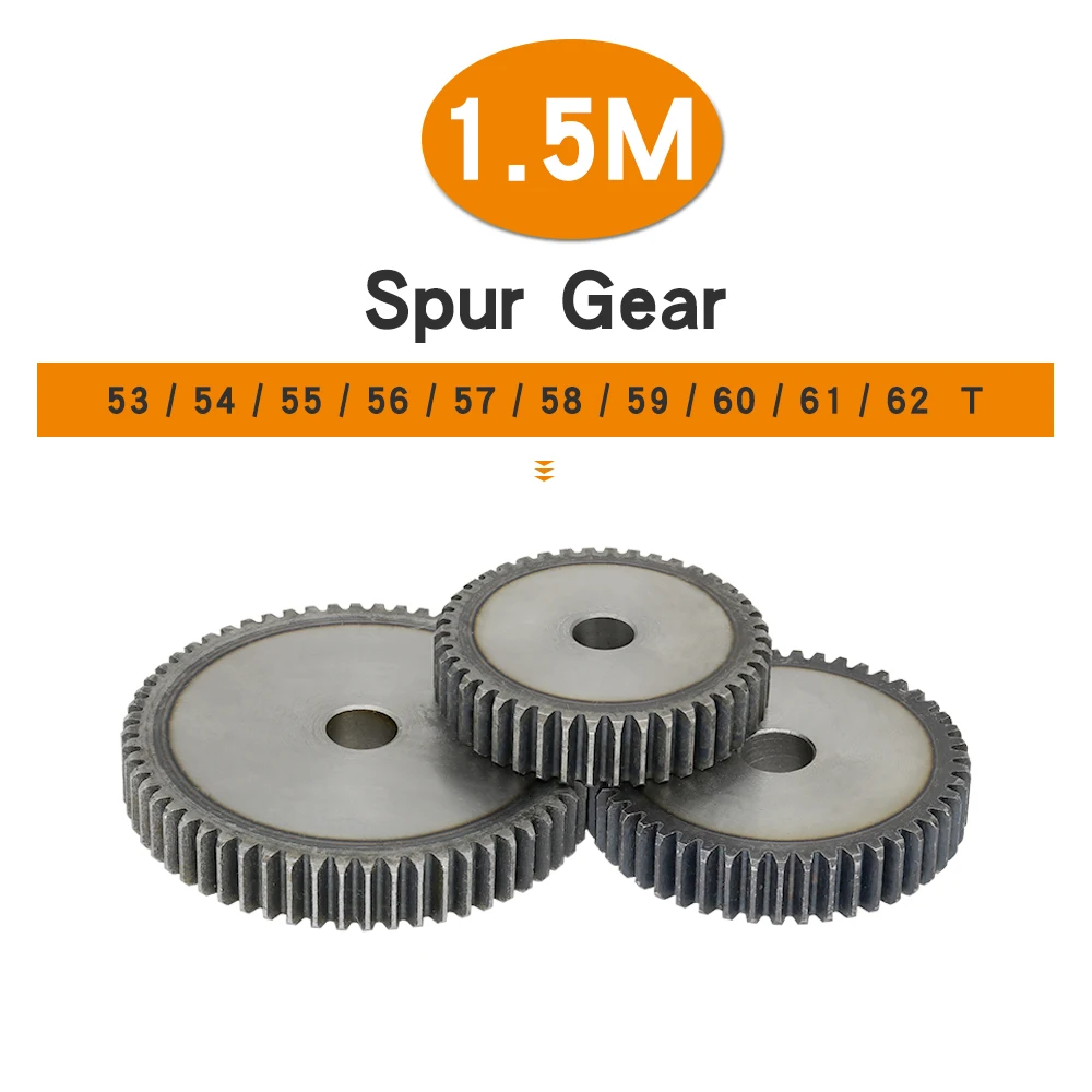 Cylindrical Gear 1.5M-53/54/55/56/57/58/59/60/61/62Teeth SC45# Carbon Steel Material Flat Gear High Frequency Quenching Teeth