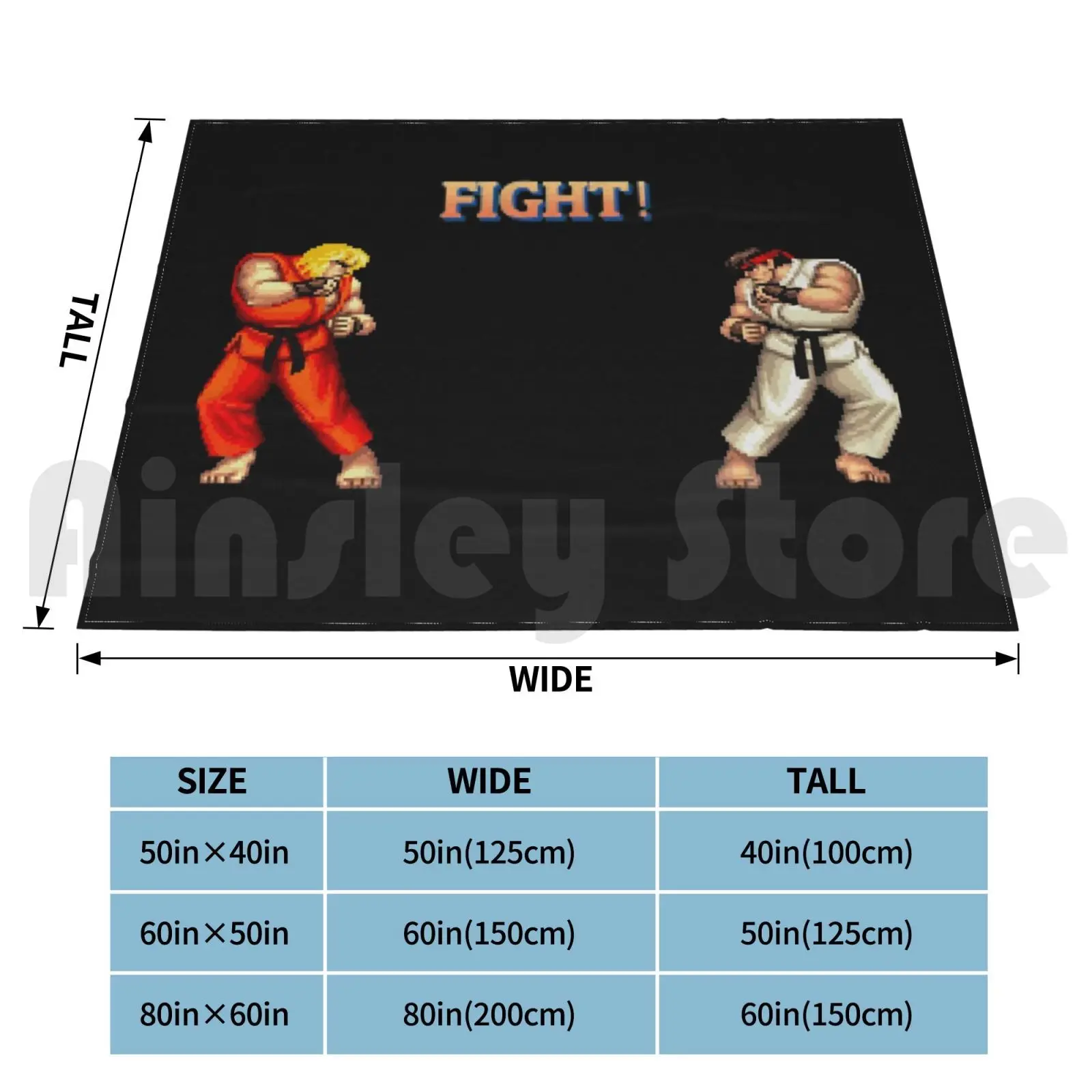 Retro Vintage Ii Original Arcade Cps-1 Version Ken Vs Ryu Blanket Fashion Custom Ii 2 Ryu Ken Arcade Cps 1 World