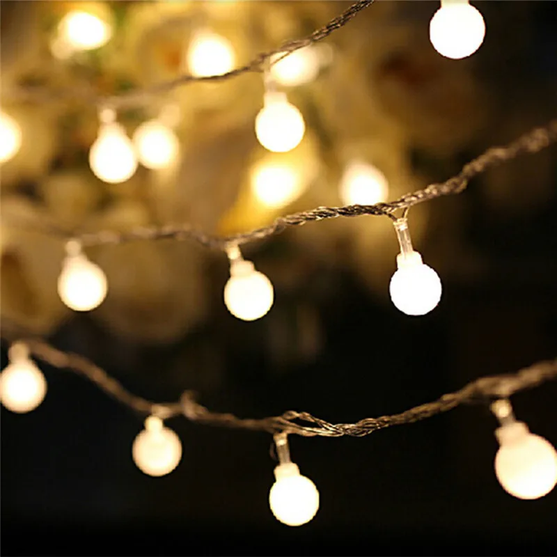 AA Battery Power 1.5M LED Ball Garland Lights Fairy String Waterproof Outdoor Lamp Christmas Holiday Wedding Party Decoration