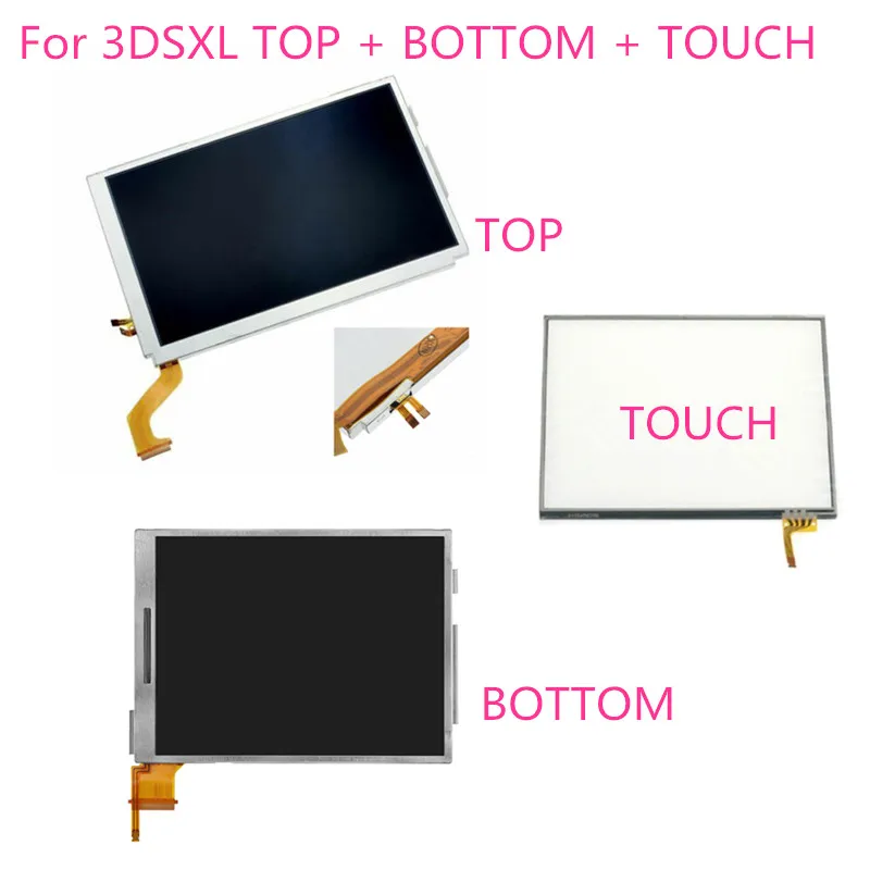 Original New Tested good Top Upper / Lower Bottom LCD Display Screen Touch Screen Digitizer Glass For Nintendo 3DSXL 3DSLL