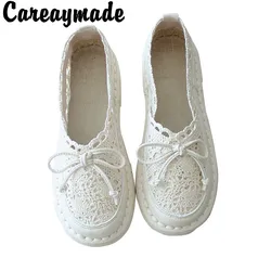 Careaymade-Original lace mesh breathable women's single shoes, leisure soft sole shallow mouth fisherman's summer shoes