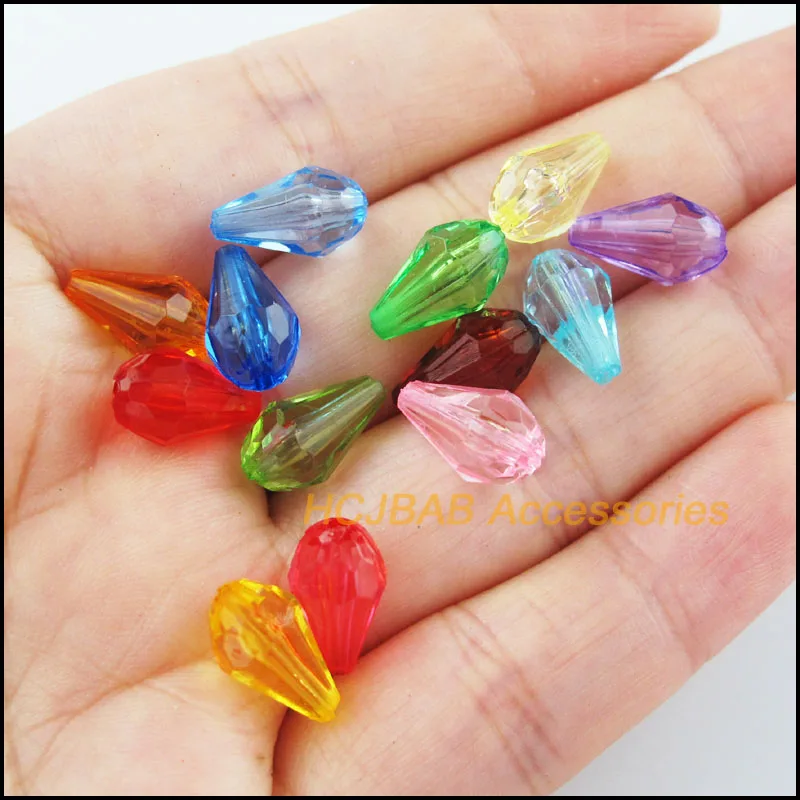 100 New Teardrop Acrylic Charms Spacer Beads Plastic Mixed 8x13mm